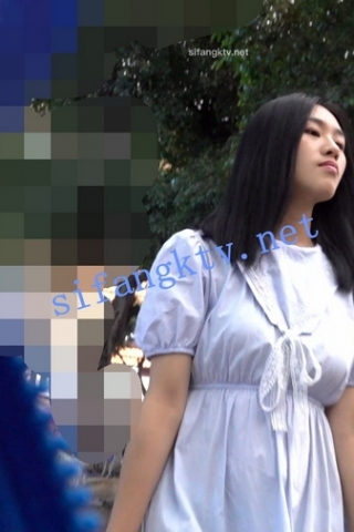 kc522（空城原创）逛街的天蓝长裙可爱妹子，米白蕾丝边N