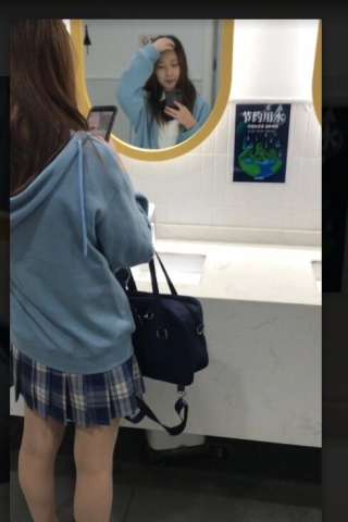 TK381-原创 投稿 jk蓝裙长发妹子薄丝白