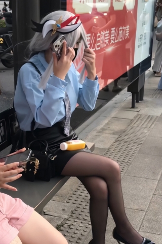 TK264-极品coser超薄黑丝开闪