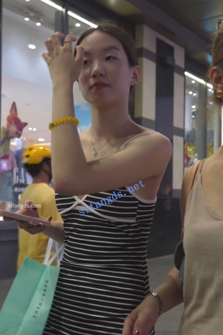 (BC-AA-436)超短黑白条纹吊带裙小姐姐..便利店CD橙色窄内