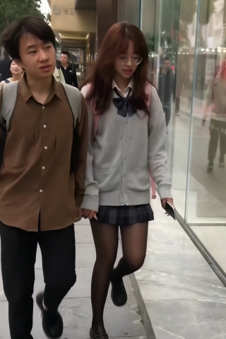 TK234-jk短裙黑丝妹子开闪